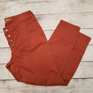 UNIVERSAL THREAD rust button fly fair trade certified mid rise skinny pants